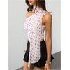 image:imageRoseSeek Womens Leopard Polka Dots Halter One Shoulder Tops Asymmetrical Slim Fit Cropped Y2K Going Out TopsWhite Heart
