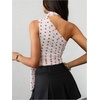 image:imageRoseSeek Womens Leopard Polka Dots Halter One Shoulder Tops Asymmetrical Slim Fit Cropped Y2K Going Out TopsWhite Heart