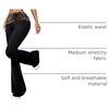 image:imageRoseSeek Womens Leopard Print Foldover Color Block Flare Pants Elastic High Waisted Bell BottomsBlack