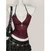 image:imageRoseSeek Womens Leopard Print Halter Tops Gothic Deep V Neck Sleeveless Music Festival Crop TopRed