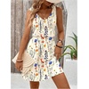 image:imageRoseSeek Womens Leopard Print Sleeveless Tank Dress Drawstring Waist Scoop Neck Dresses Summer Short DressFloral Yellow