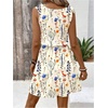 image:imageRoseSeek Womens Leopard Print Sleeveless Tank Dress Drawstring Waist Scoop Neck Dresses Summer Short DressFloral Yellow