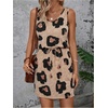 image:imageRoseSeek Womens Leopard Print Sleeveless Tank Dress Drawstring Waist Scoop Neck Dresses Summer Short DressKhaki