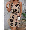 image:imageRoseSeek Womens Leopard Print Sleeveless Tank Dress Drawstring Waist Scoop Neck Dresses Summer Short DressKhaki