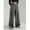 image:imageRoseSeek Womens Leopard Print Wide Leg Pants Patched Elastic Waist Casual Loose TrousersBlack
