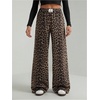 image:imageRoseSeek Womens Leopard Print Wide Leg Pants Patched Elastic Waist Casual Loose TrousersBrown