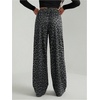 image:imageRoseSeek Womens Leopard Print Wide Leg Pants Patched Elastic Waist Casual Loose TrousersDark Grey