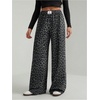 image:imageRoseSeek Womens Leopard Print Wide Leg Pants Patched Elastic Waist Casual Loose TrousersDark Grey