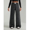image:imageRoseSeek Womens Leopard Print Wide Leg Pants Patched Elastic Waist Casual Loose TrousersDark Grey