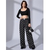 image:imageRoseSeek Womens Leopard Print Wide Leg Pants Patched Elastic Waist Casual Loose TrousersDots Black