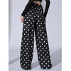 image:imageRoseSeek Womens Leopard Print Wide Leg Pants Patched Elastic Waist Casual Loose TrousersDots Black