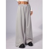 image:imageRoseSeek Womens Leopard Print Wide Leg Pants Patched Elastic Waist Casual Loose TrousersLight Grey