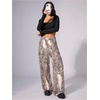 image:imageRoseSeek Womens Leopard Print Wide Leg Pants Patched Elastic Waist Casual Loose TrousersLight Pink