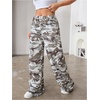 image:imageRoseSeek Womens Leopard Print Wide Leg Pants Patched Elastic Waist Casual Loose TrousersMix Grey