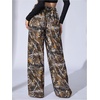 image:imageRoseSeek Womens Leopard Print Wide Leg Pants Patched Elastic Waist Casual Loose TrousersMulticolor