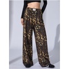 image:imageRoseSeek Womens Leopard Print Wide Leg Pants Patched Elastic Waist Casual Loose TrousersMulticolor Cheetah