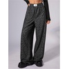 image:imageRoseSeek Womens Leopard Print Wide Leg Pants Patched Elastic Waist Casual Loose TrousersMulticolor Dark
