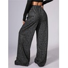 image:imageRoseSeek Womens Leopard Print Wide Leg Pants Patched Elastic Waist Casual Loose TrousersMulticolor Dark