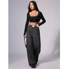 image:imageRoseSeek Womens Leopard Print Wide Leg Pants Patched Elastic Waist Casual Loose TrousersMulticolor Dark