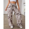 image:imageRoseSeek Womens Leopard Print Wide Leg Pants Patched Elastic Waist Casual Loose TrousersMulticolor Grey