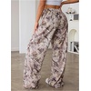 image:imageRoseSeek Womens Leopard Print Wide Leg Pants Patched Elastic Waist Casual Loose TrousersMulticolor Grey