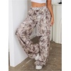 image:imageRoseSeek Womens Leopard Print Wide Leg Pants Patched Elastic Waist Casual Loose TrousersMulticolor Grey