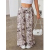 image:imageRoseSeek Womens Leopard Print Wide Leg Pants Patched Elastic Waist Casual Loose TrousersMulticolor Grey