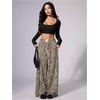 image:imageRoseSeek Womens Leopard Print Wide Leg Pants Patched Elastic Waist Casual Loose TrousersMulticolor Leopard