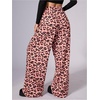 image:imageRoseSeek Womens Leopard Print Wide Leg Pants Patched Elastic Waist Casual Loose TrousersMulticolor Pink