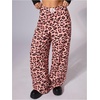 image:imageRoseSeek Womens Leopard Print Wide Leg Pants Patched Elastic Waist Casual Loose TrousersMulticolor Pink