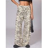 image:imageRoseSeek Womens Leopard Print Wide Leg Pants Patched Elastic Waist Casual Loose TrousersMulticolor Striped