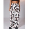 image:imageRoseSeek Womens Leopard Print Wide Leg Pants Patched Elastic Waist Casual Loose TrousersMulticolor White