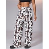 image:imageRoseSeek Womens Leopard Print Wide Leg Pants Patched Elastic Waist Casual Loose TrousersMulticolor White