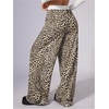 image:imageRoseSeek Womens Leopard Print Wide Leg Pants Patched Elastic Waist Casual Loose TrousersMulticolor Yellow