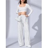 image:imageRoseSeek Womens Leopard Print Wide Leg Pants Patched Elastic Waist Casual Loose TrousersWhite