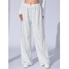 image:imageRoseSeek Womens Leopard Print Wide Leg Pants Patched Elastic Waist Casual Loose TrousersWhite