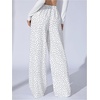 image:imageRoseSeek Womens Leopard Print Wide Leg Pants Patched Elastic Waist Casual Loose TrousersWhite