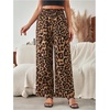 image:imageRoseSeek Womens Leopard Print Wide Leg Paperbag Pants Elastic High Waisted Casual Loose TrousersCoffee Brown