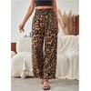 image:imageRoseSeek Womens Leopard Print Wide Leg Paperbag Pants Elastic High Waisted Casual Loose TrousersCoffee Brown