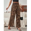 image:imageRoseSeek Womens Leopard Print Wide Leg Paperbag Pants Elastic High Waisted Casual Loose TrousersCoffee Brown