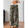 image:imageRoseSeek Womens Letter Leopard Print Straight Leg Pants Elastic Waist Y2K Trousers Bottoms with PocketsArmy Green
