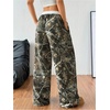 image:imageRoseSeek Womens Letter Leopard Print Straight Leg Pants Elastic Waist Y2K Trousers Bottoms with PocketsArmy Green