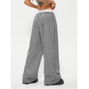 image:imageRoseSeek Womens Letter Leopard Print Straight Leg Pants Elastic Waist Y2K Trousers Bottoms with PocketsBlack