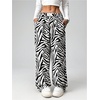 image:imageRoseSeek Womens Letter Leopard Print Straight Leg Pants Elastic Waist Y2K Trousers Bottoms with PocketsBlack Zebra