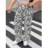 image:imageRoseSeek Womens Letter Leopard Print Straight Leg Pants Elastic Waist Y2K Trousers Bottoms with PocketsBlack Zebra