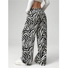 image:imageRoseSeek Womens Letter Leopard Print Straight Leg Pants Elastic Waist Y2K Trousers Bottoms with PocketsBlack Zebra