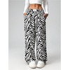 image:imageRoseSeek Womens Letter Leopard Print Straight Leg Pants Elastic Waist Y2K Trousers Bottoms with PocketsBlack and White