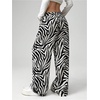 image:imageRoseSeek Womens Letter Leopard Print Straight Leg Pants Elastic Waist Y2K Trousers Bottoms with PocketsBlack and White