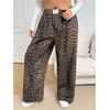 image:imageRoseSeek Womens Letter Leopard Print Straight Leg Pants Elastic Waist Y2K Trousers Bottoms with PocketsBrown