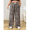 image:imageRoseSeek Womens Letter Leopard Print Straight Leg Pants Elastic Waist Y2K Trousers Bottoms with PocketsDeep Brown